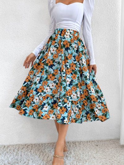 Stunning Casual Leopard Print Skirt Light Blue