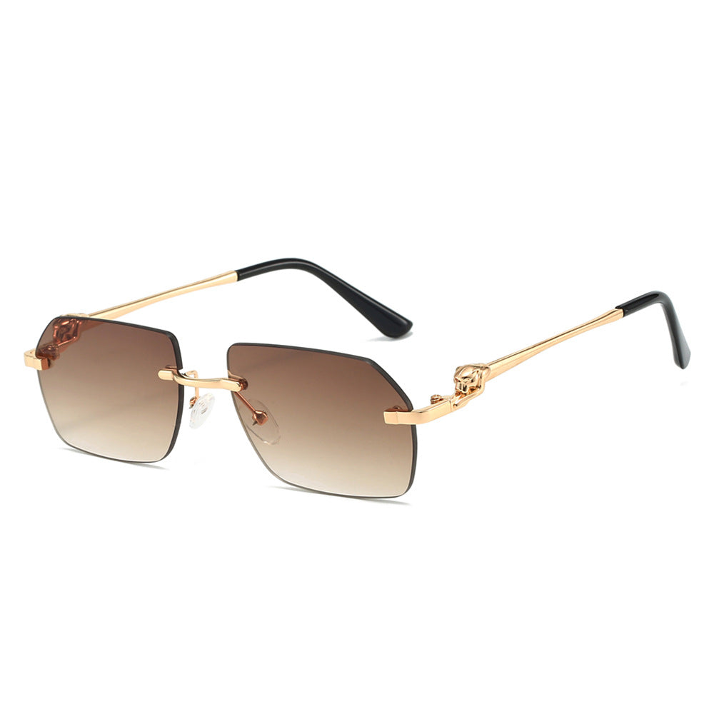 Exquisite Frameless Trim Sunglasses Gold frame Double