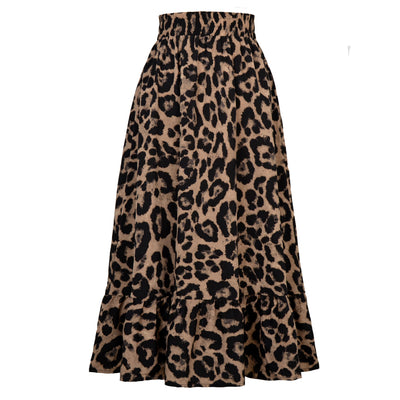 Classic Chic Leopard Skirt Brown front view