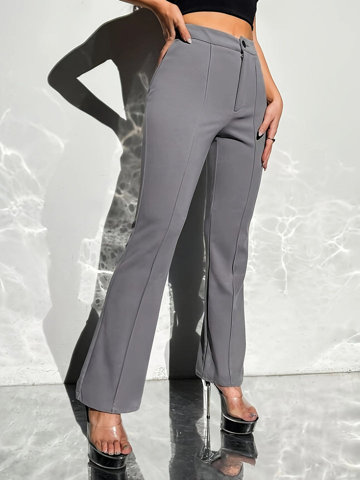 Trendy Cropped Straight Pants Grey front right view