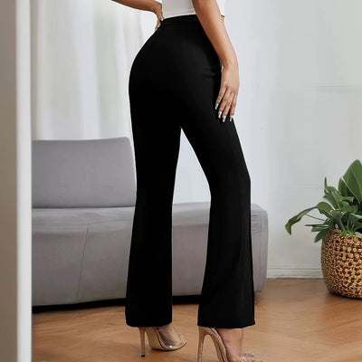 Trendy Cropped Straight Pants Black rear right view