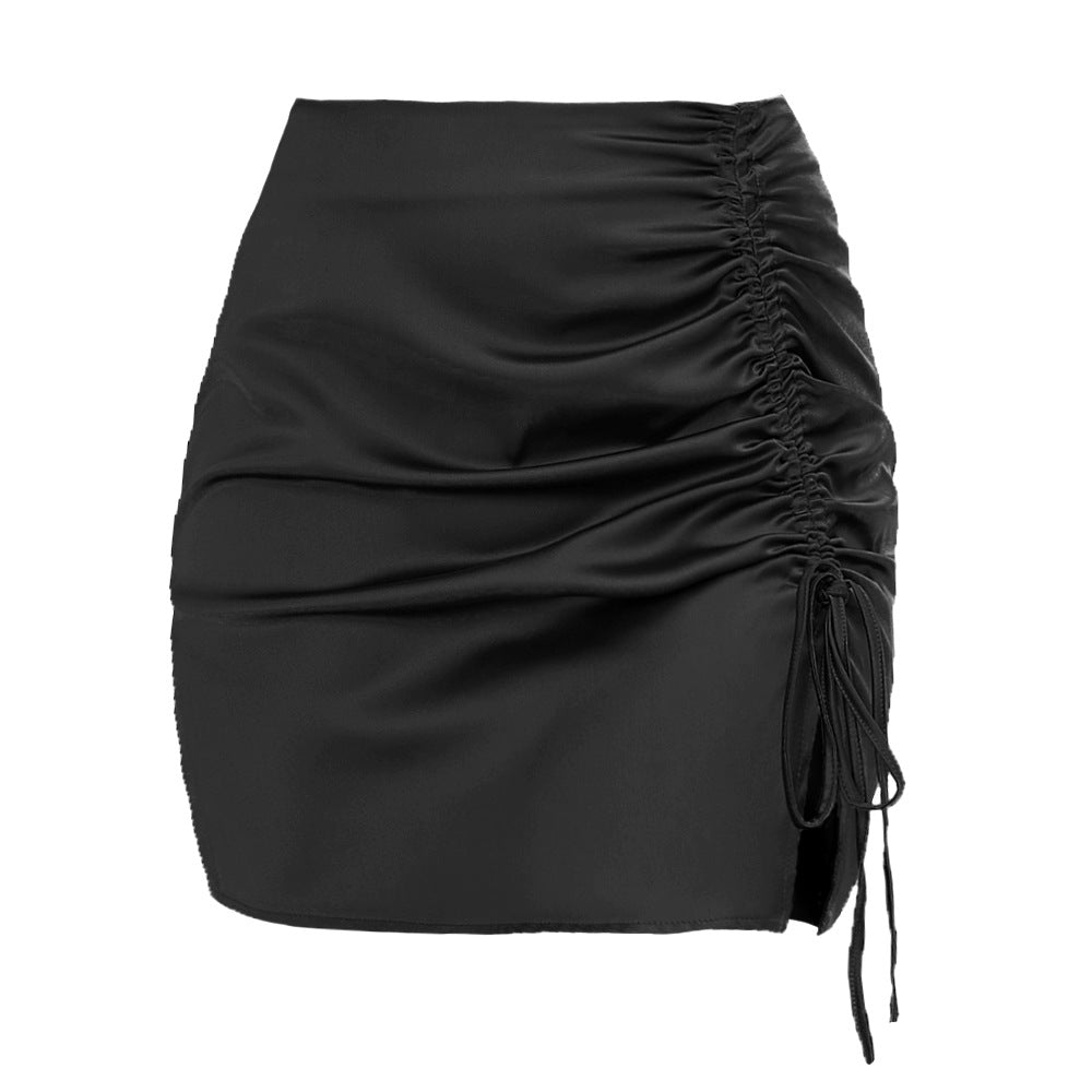 Enticing Short Pleated Skirt Black front view close