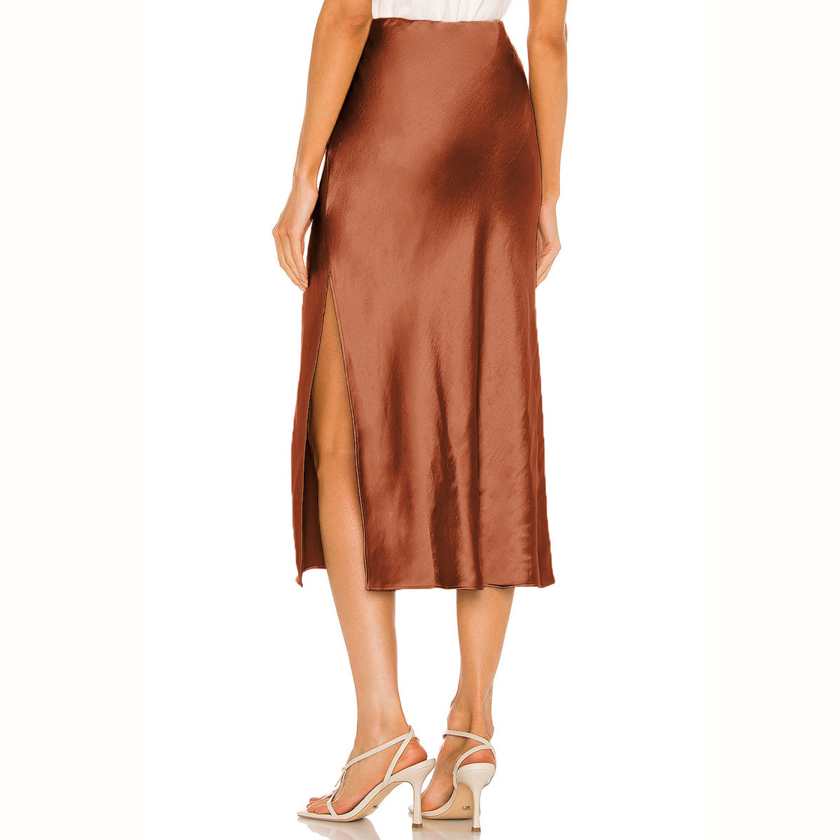 Fabulous Modern Chic Slit Skirt Brown rear