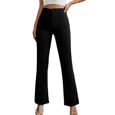 Trendy Cropped Straight Pants Black