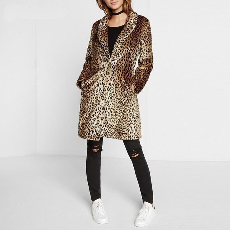 Plush Leopard Print Fur Coat front view