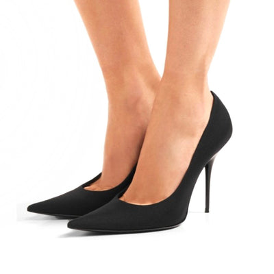 Smooth & Stylish Stilettos Black, Pointed, 8cm Stiletto, Microfiber