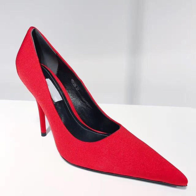 Smooth & Stylish Stilettos Red, Pointed, 8cm Stiletto, Microfiber