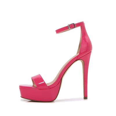 Square Toe Platform Stilettos Pink, Platform, Buckle Strap