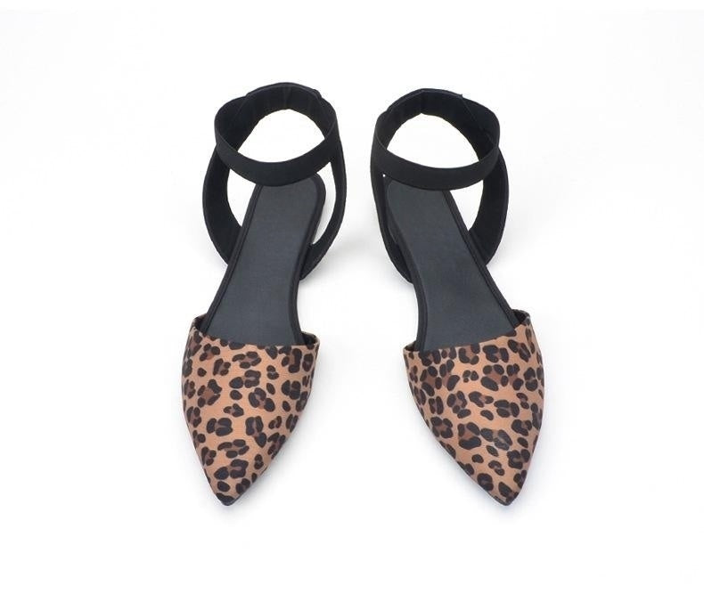 Flat Leopard Print Low Heel Shoes front view