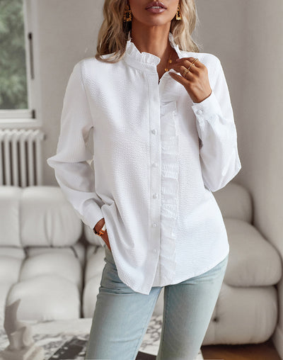 Captivating Ruffle Shirt White