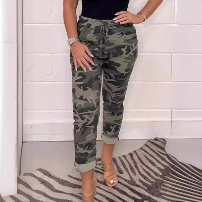 Cool Camouflage Casual Pants Green Camo front view