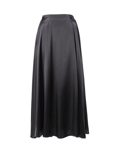 Beautiful & Graceful Long Satin Skirt Black rear view