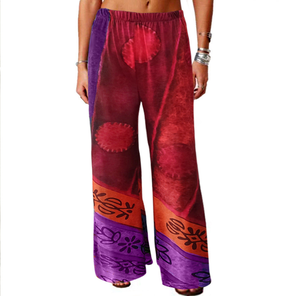 Vintage Loose Fit Retro Pants Purple Red