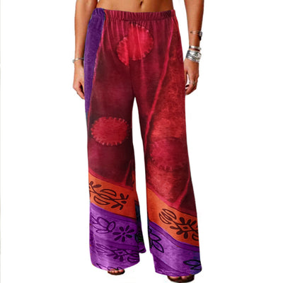 Vintage Loose Fit Retro Pants Purple Red