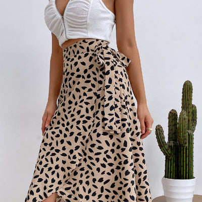 Beautiful Polka Dot Dress Khaki close up