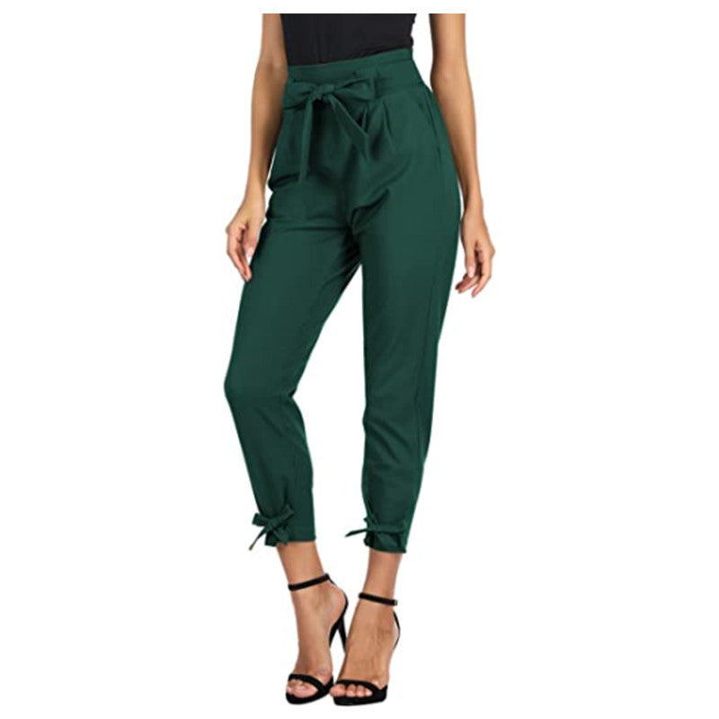 Hip Lace Up Loose Fitting Trousers Army Green