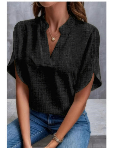 Smart Short Sleeved Chiffon Shirt Black 1