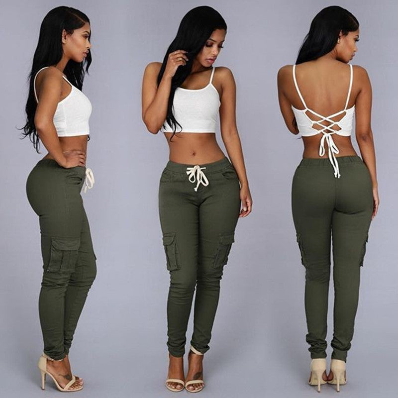 Beautiful Ladies Slim Fit Pants Army Green