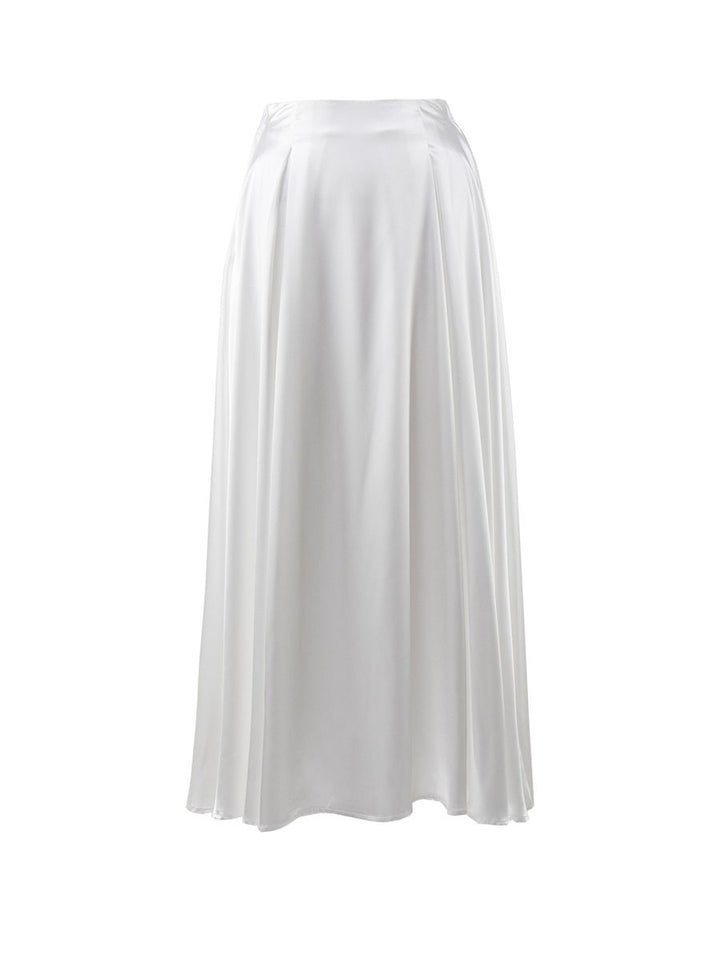 Beautiful & Graceful Long Satin Skirt White