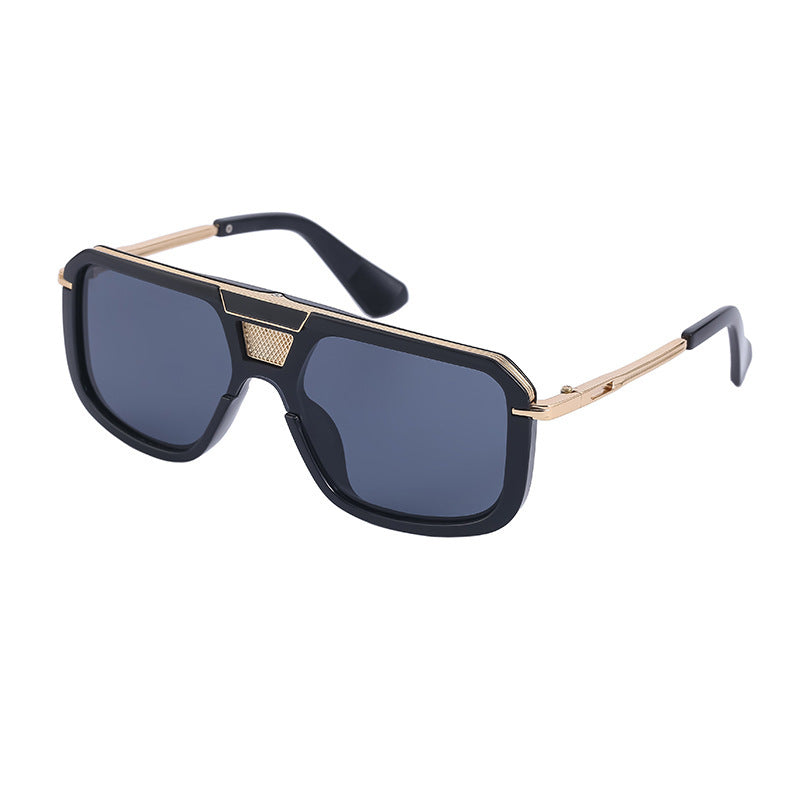 Retro Square Racing Sunglasses Golden Grey