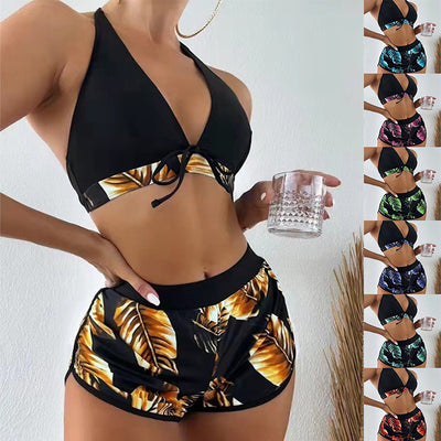 Three Piece Leaf Bikini Suit range view