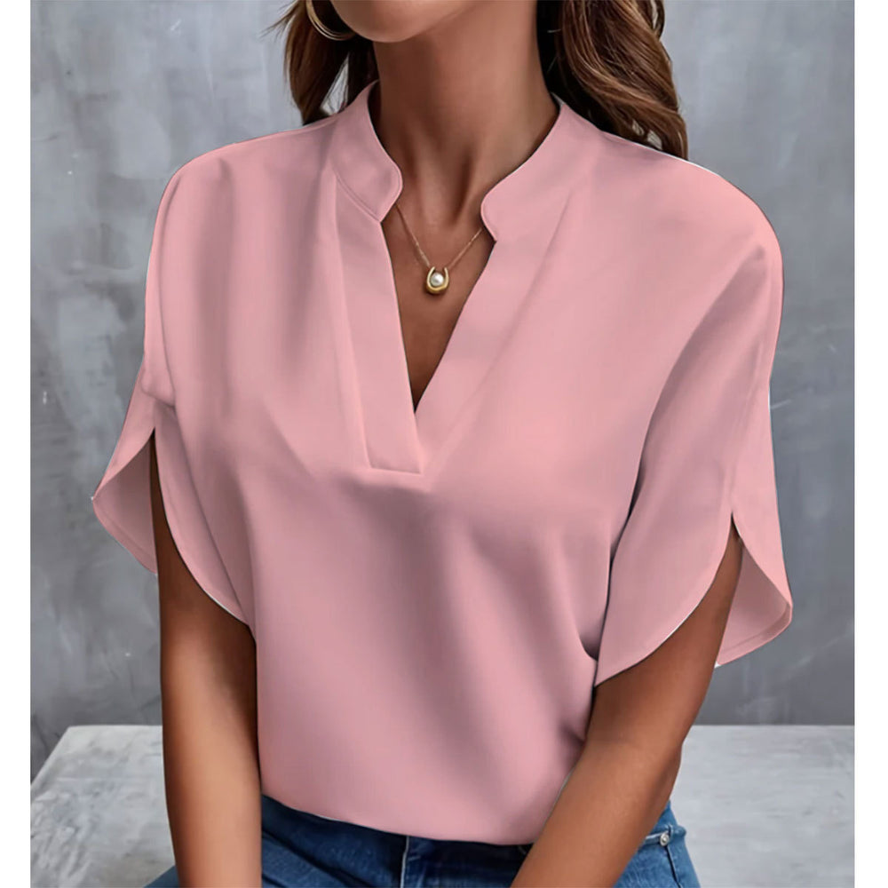 Smart Short Sleeved Chiffon Shirt Pink