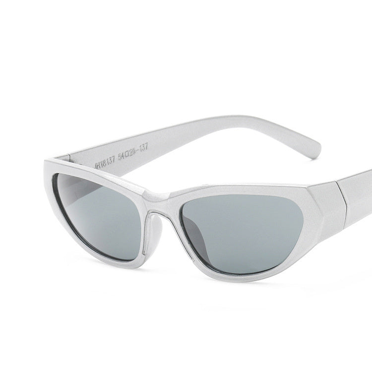 Street Beat Girl Sunglasses Silver Frame White Slice