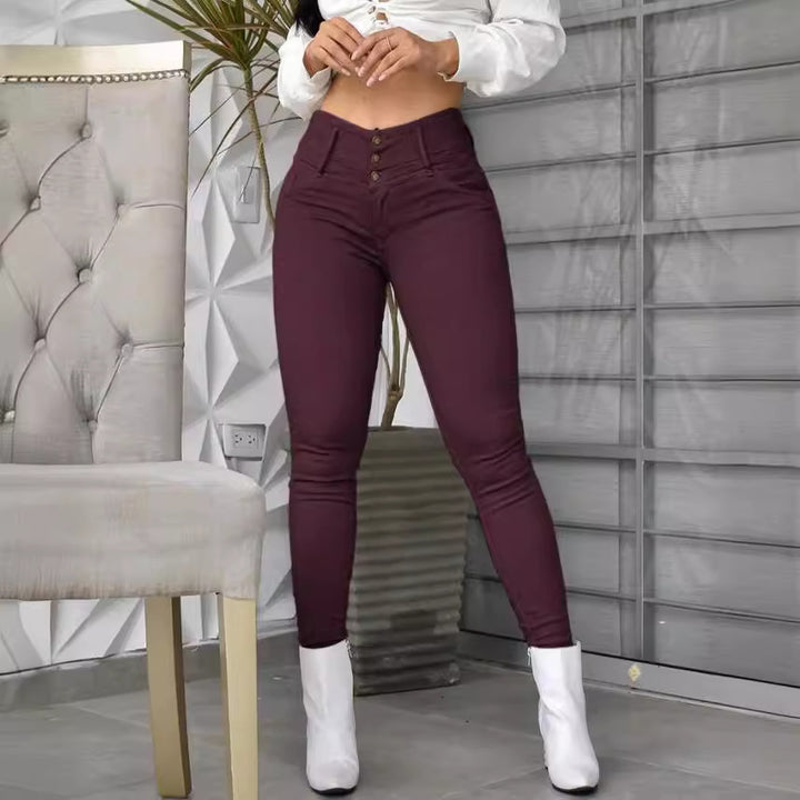 Elegant High Waist Tight Pants Deep Purple view