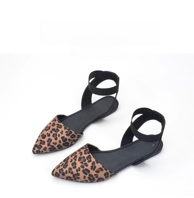 Flat Leopard Print Low Heel Shoes front side view