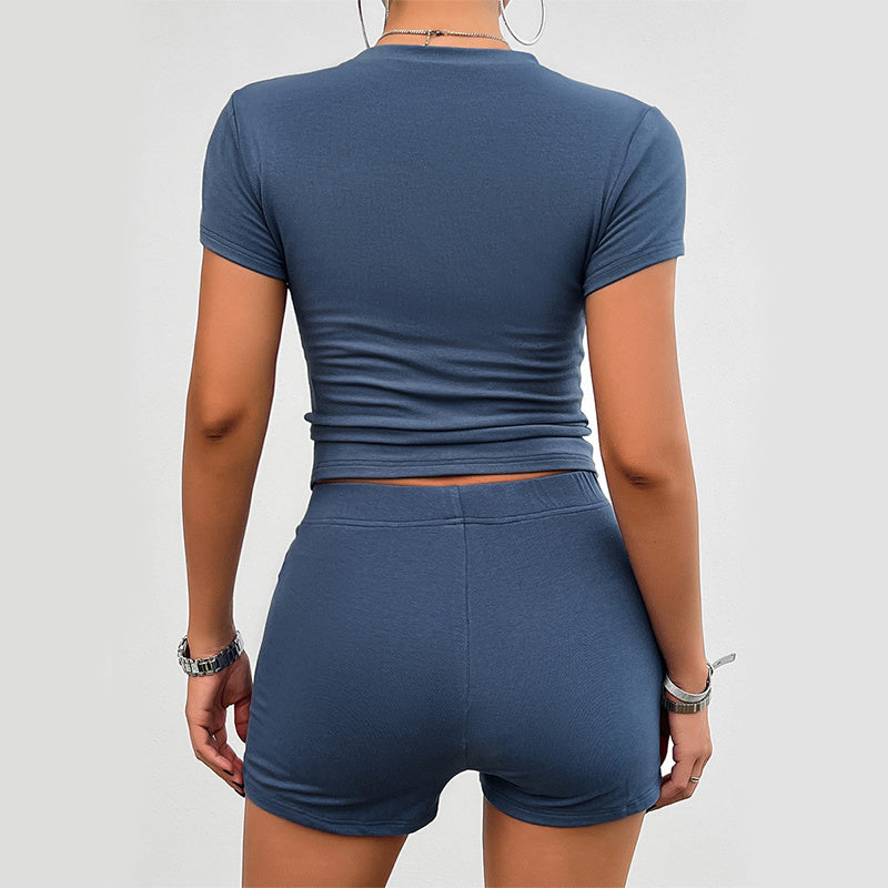 Tantalizing Two Piece Sportswear Suit Blue