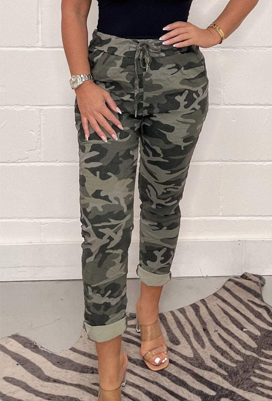 Cool Camouflage Casual Pants Green Camo