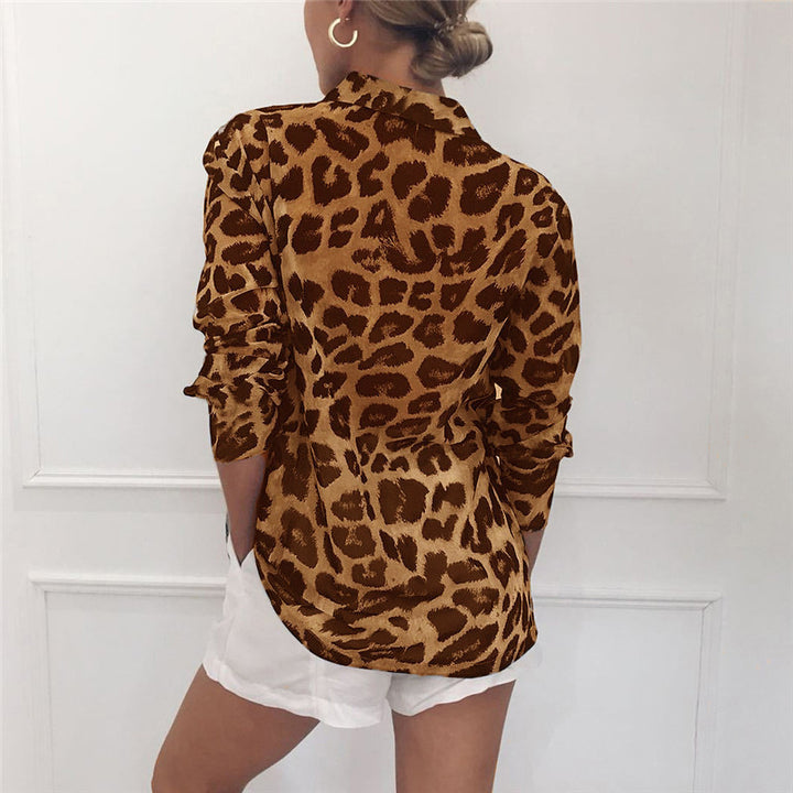 Sexy Leopard Print Style Shirt Brown rear view