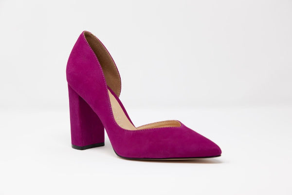 Super Chic Magenta Ladies Shoes, Platform Heel, Open Side, Pointed Toe, Magenta